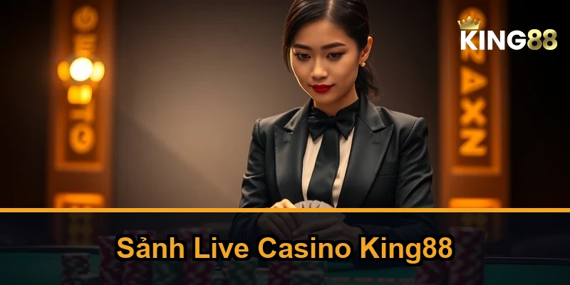 KING88 260 Giao diện live casino Nhà cái với các sảnh baccarat, roulette và dealer thật